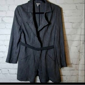 J Jill Long Belted Jacket with attached Elastic Waist Belt